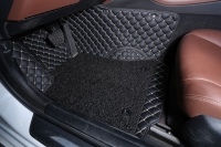 Комплект ковров в салон Toyota Highlander 2013+ Черный с черной строчкой